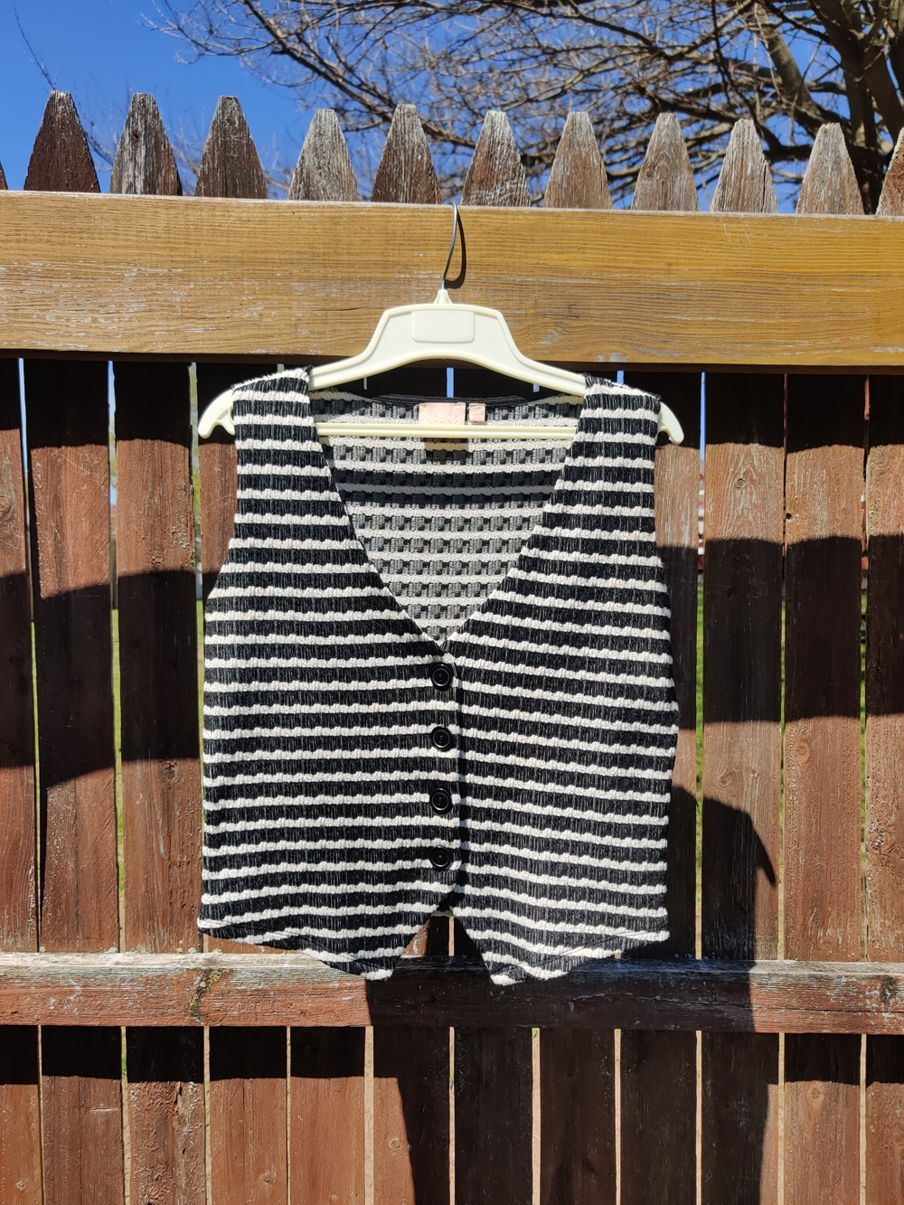 Striped Knit Button-Front Vest - Black & White